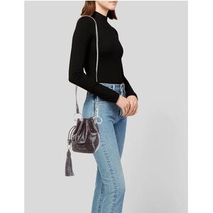 Rebecca Minkoff Embossed Leather Mini Kate Bucket Bag‎ in Black